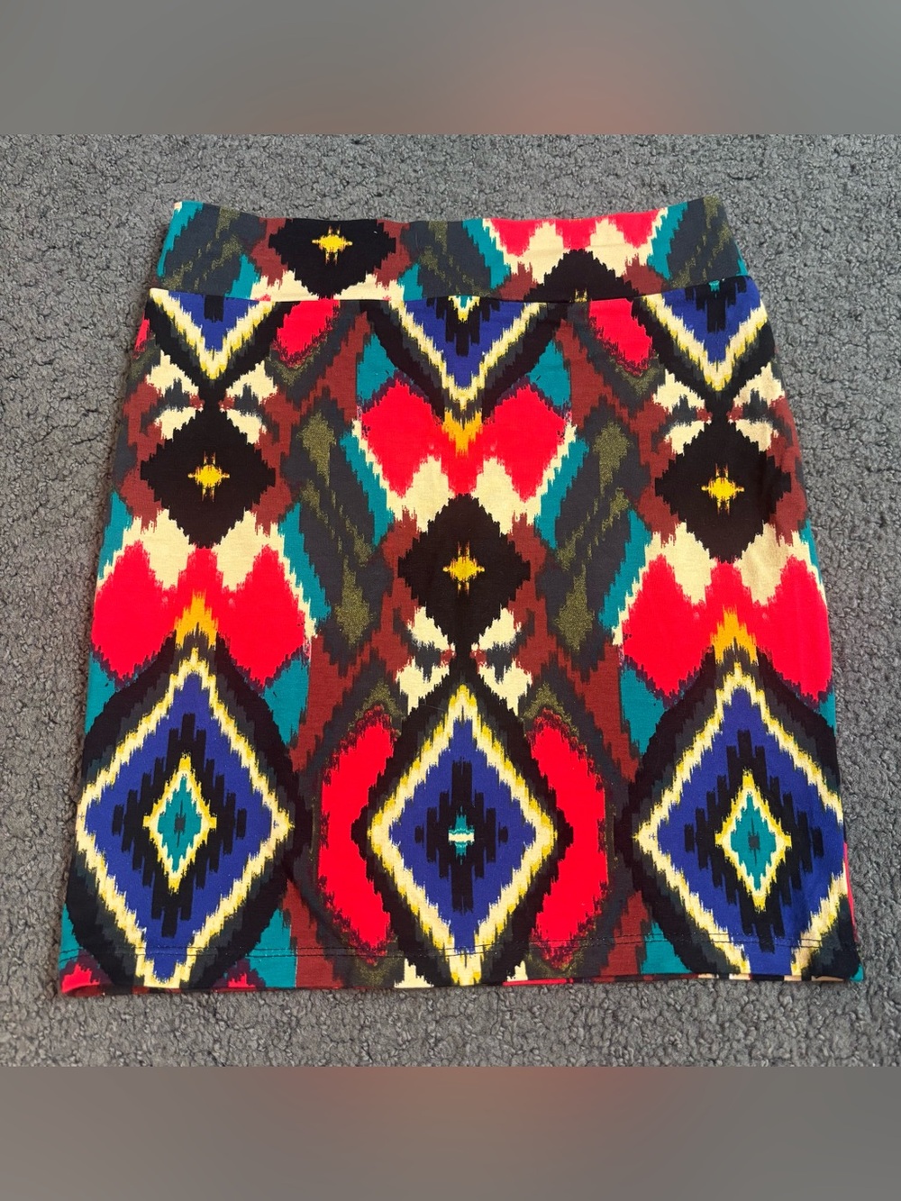 Urban Outfitters Sparkle & Fade Aztec Geometric Tribal Mini Skirt Blue Red M